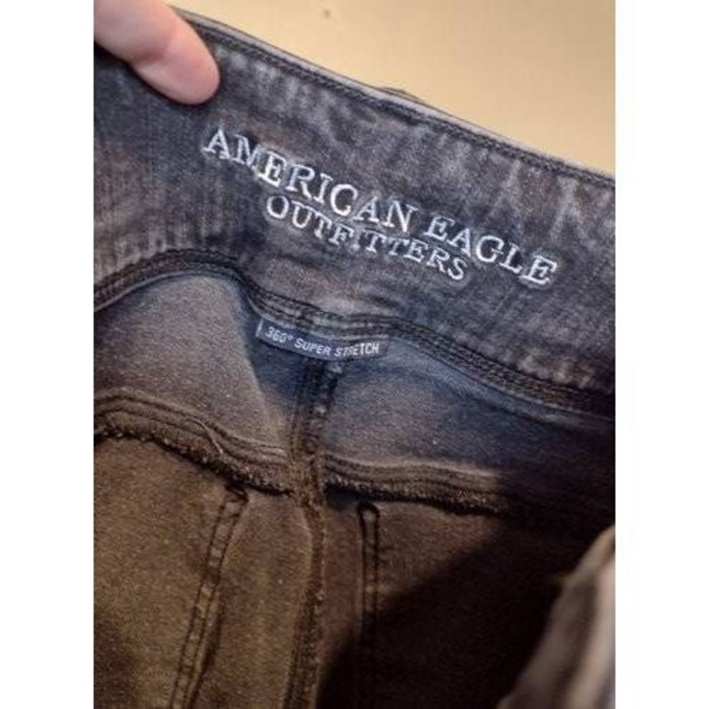 American Eagle Size 00 Super Hi Rise Jegging Jeans Charcoal Gray - Picture 3 of 6